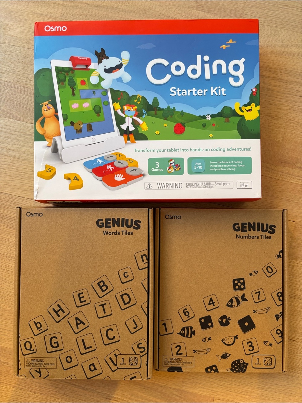 Osmo Coding Starter Kit plus Osmo Genius Number and Word Tiles games